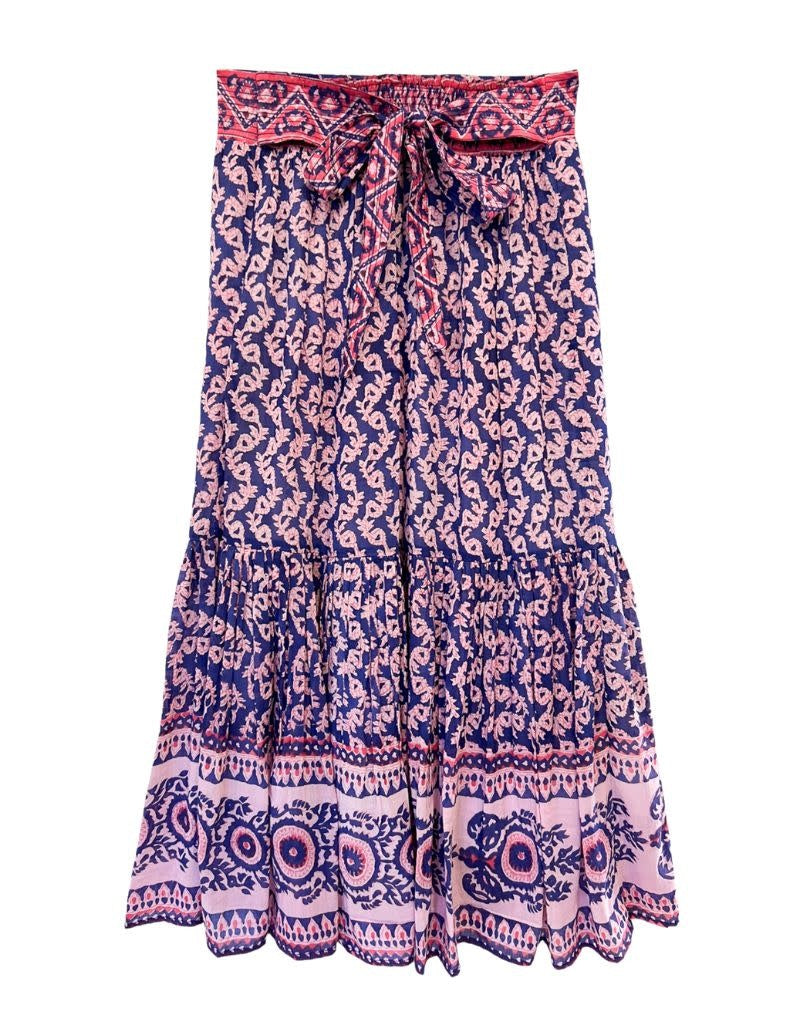 Blake Midi Skirt Navy Red print 10