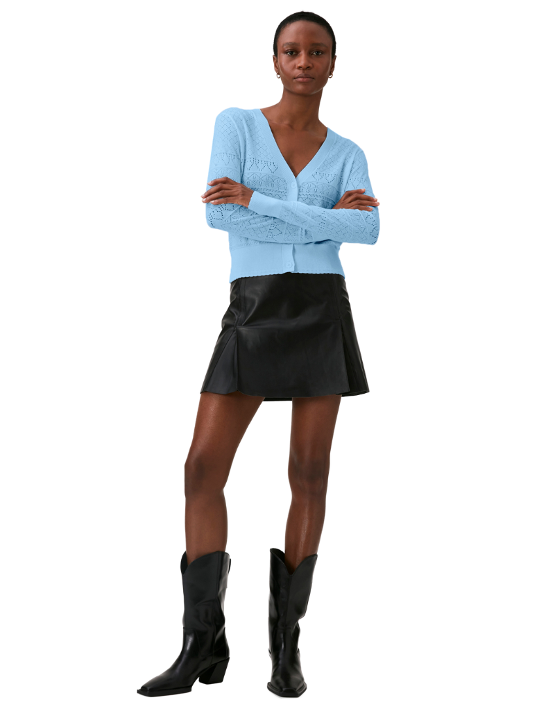 Wispr Pointelle Penny V Cardi Frost Blue