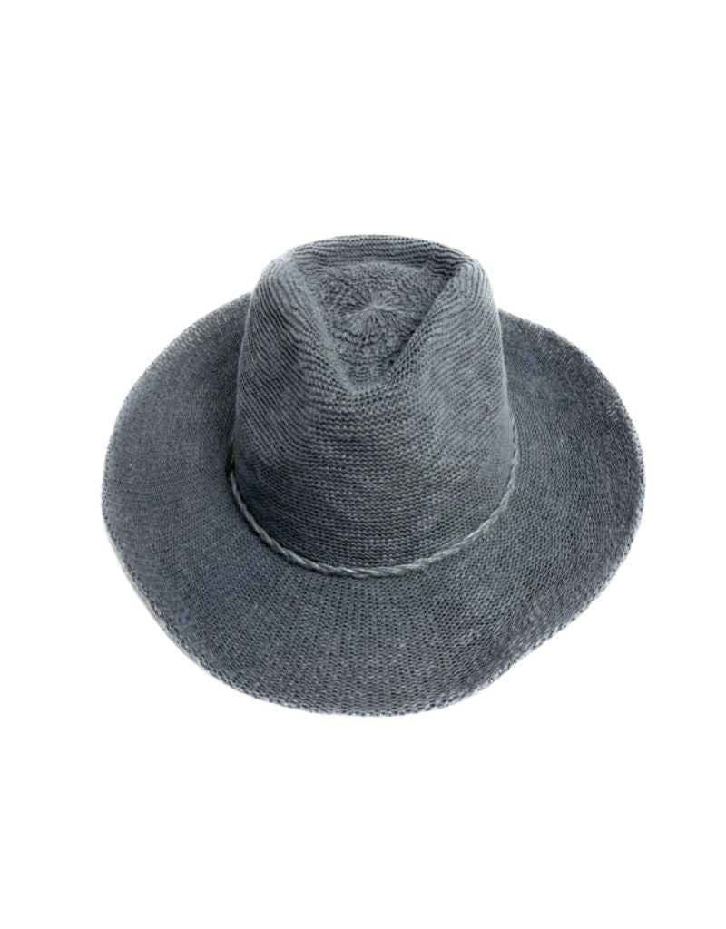Shihreen | Cotton Blend Cowboy Fedora Hat with Rope Accent Slate display picture 3