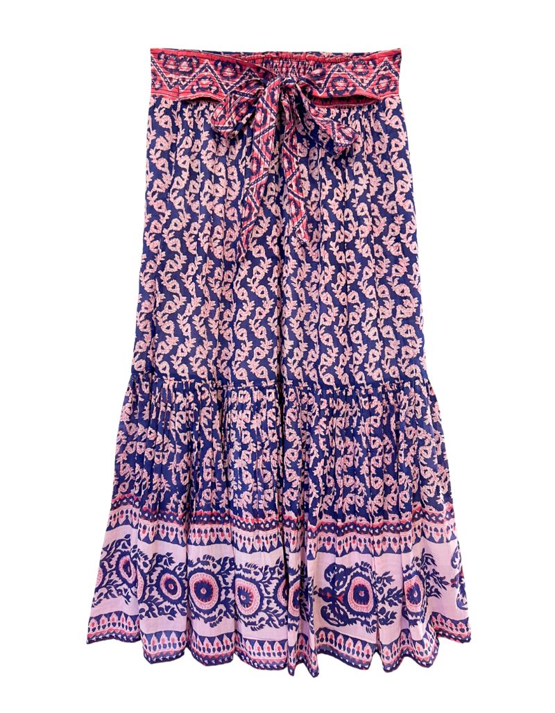 Blake Midi Skirt Navy Red print 10