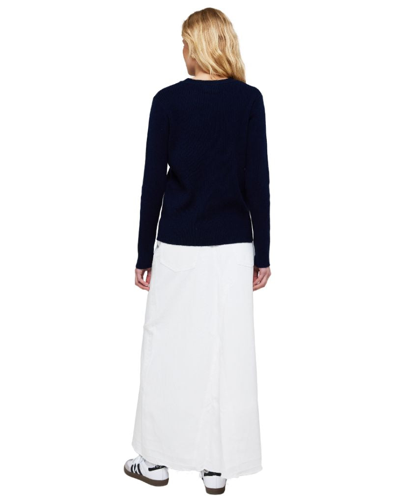 Katie Rib Round Neck Navy