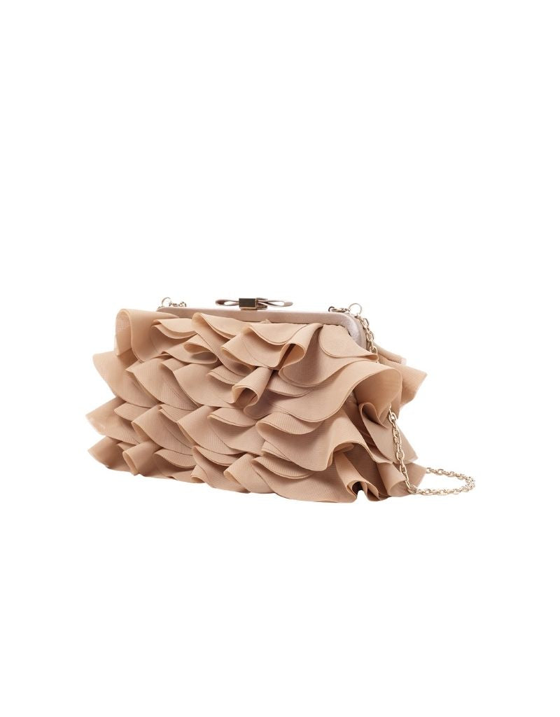 Chiffon Ruffled Clutch SRB-1291 Champagne