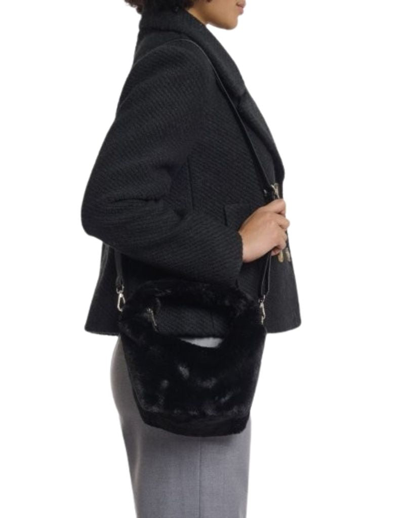 Cheryl Small Faux Fur Crossbody Bag Black