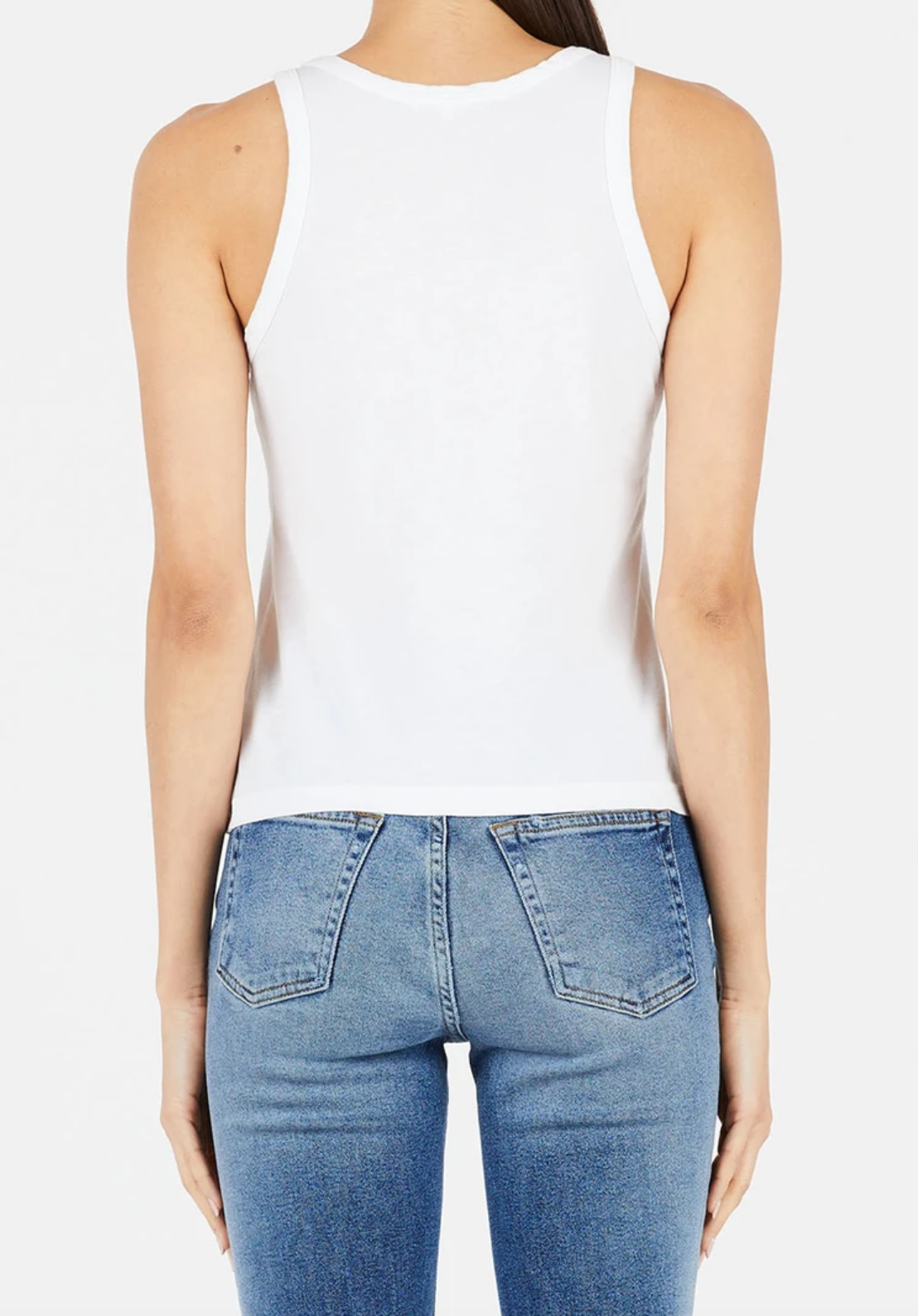 Cotton Citizen Standard Tank White back view with denim