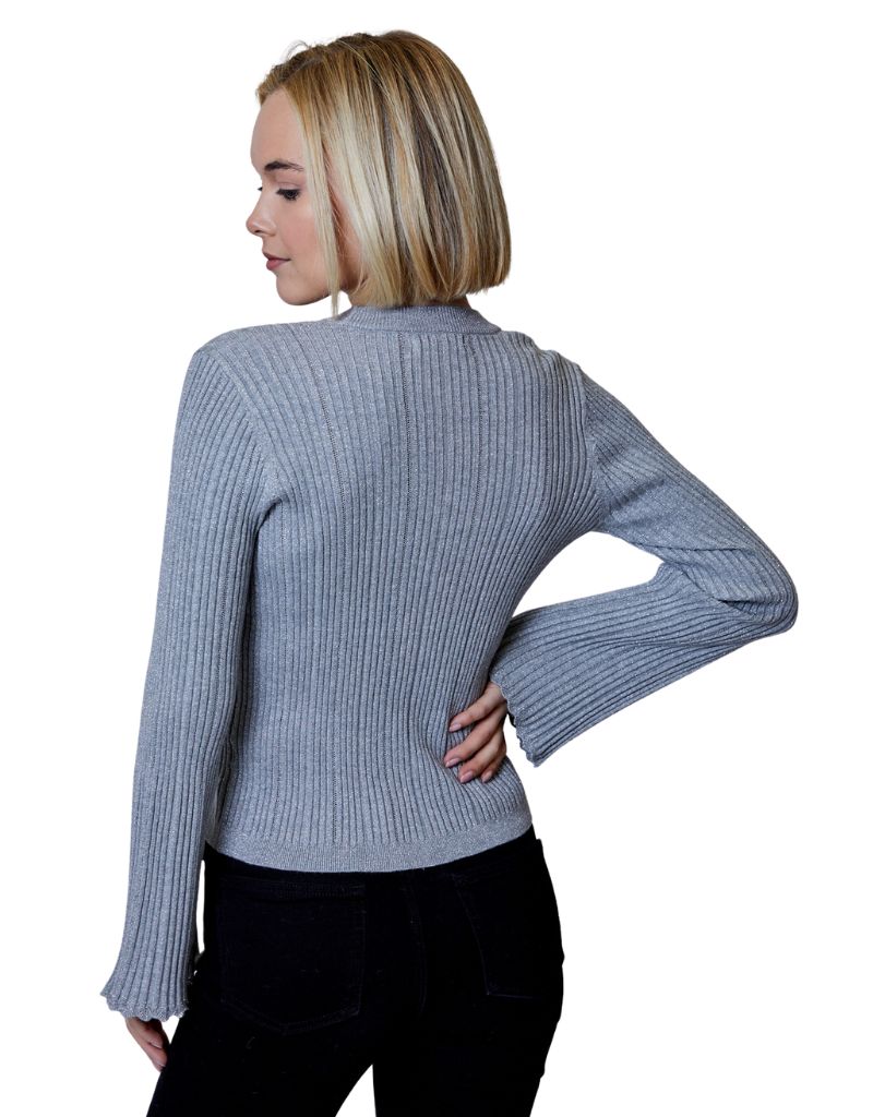 Lurex Front Cardi Heather Stone Combo