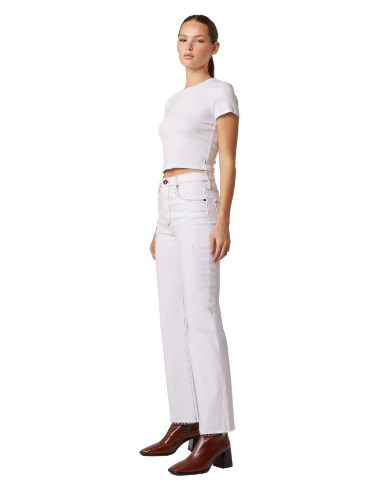 Conrad Super High Rise Ankle Straight Leg Raw Hem White