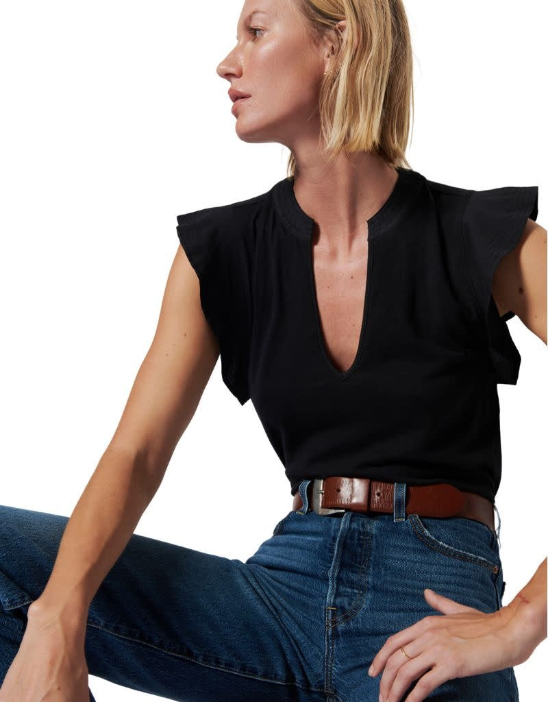 Nation Constance V-Neck Top Jet Black
