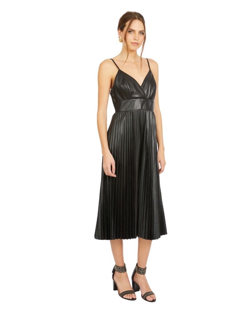 Genevieve Dress in Black Vegan Leather