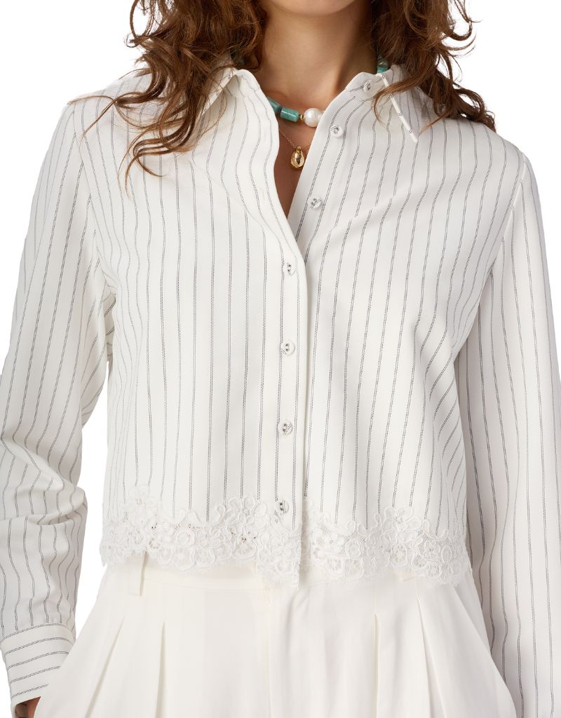 Callum Button Down White Pinstripe