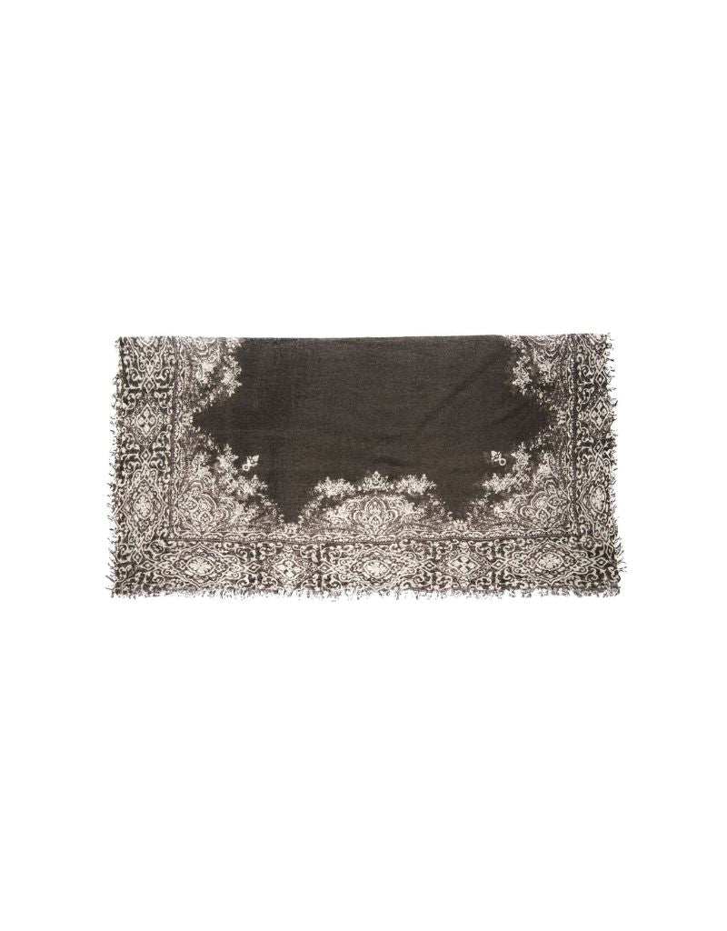 Cashmere Whisper Paisley Neckerchief Chocolate Ivory