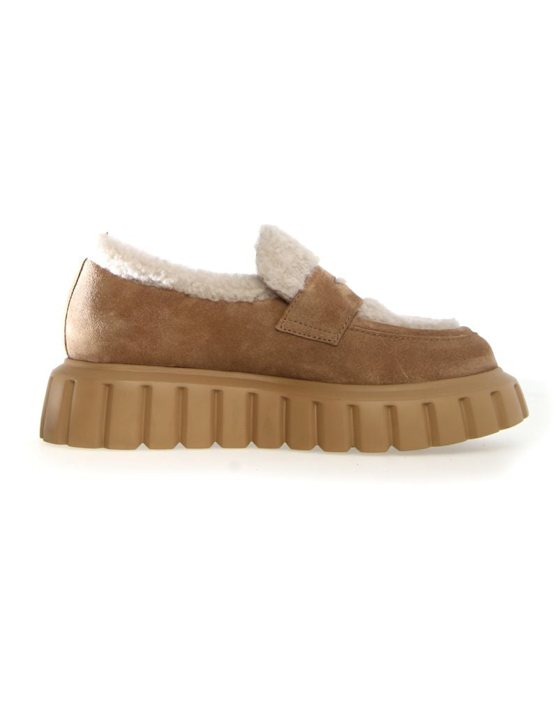 Grenelle Mok Fur Suede Shearling Light Brown Beige 0C01