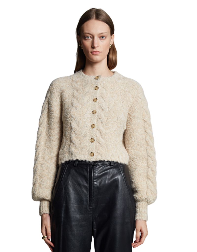 Skylar Cardi Pale Camel Ivory Tweed