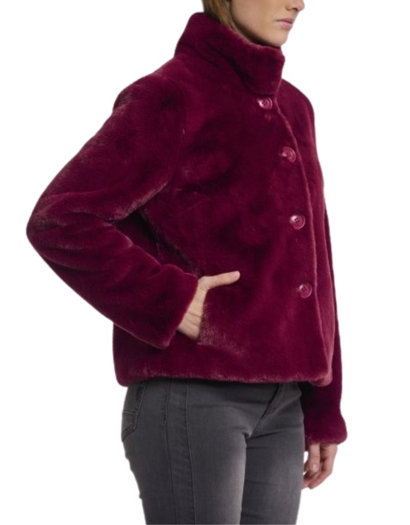 Vie Single Breasted Faux Fur Jacket Sugar Plum