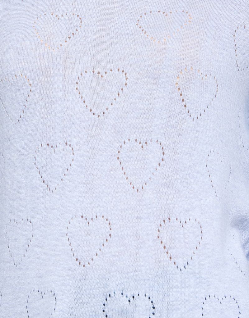 Wispr Pointelle Heart Crew Frost Blue