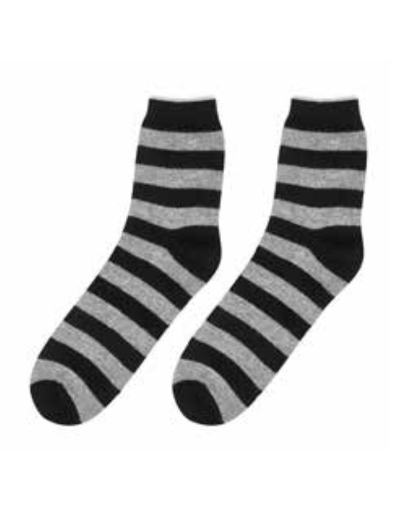 Tipped Stripe Socks Black Mid Grey Snow