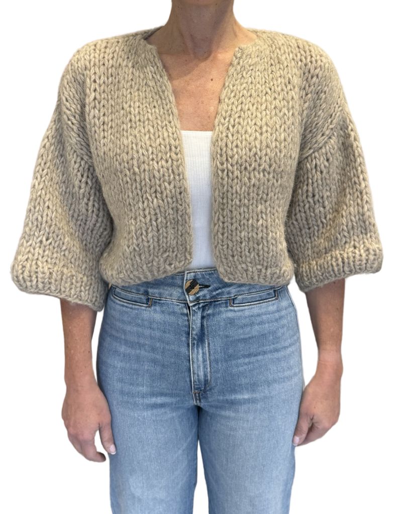 Alpaca Short Sleeve Cardigan Blonde