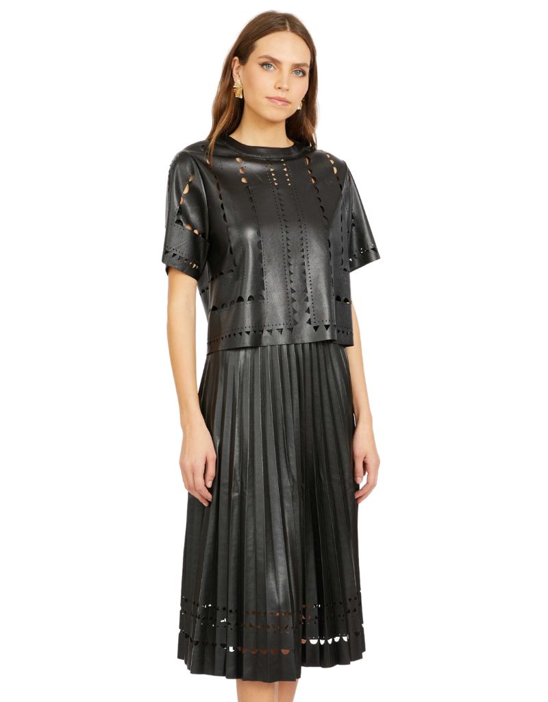 Anisa Top in Black Vegan Leather