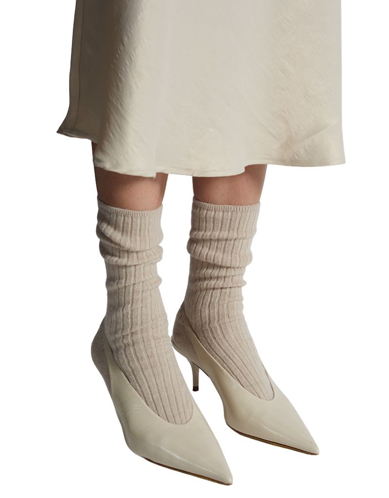 Ali Ribbed Sock Nude