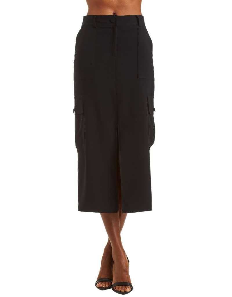 Danica Washed Satin Skirt Black