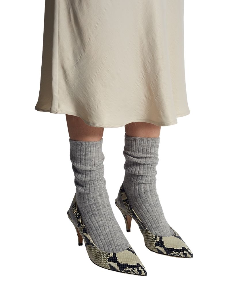Ali Ribbed Sock Pale Grey Melange