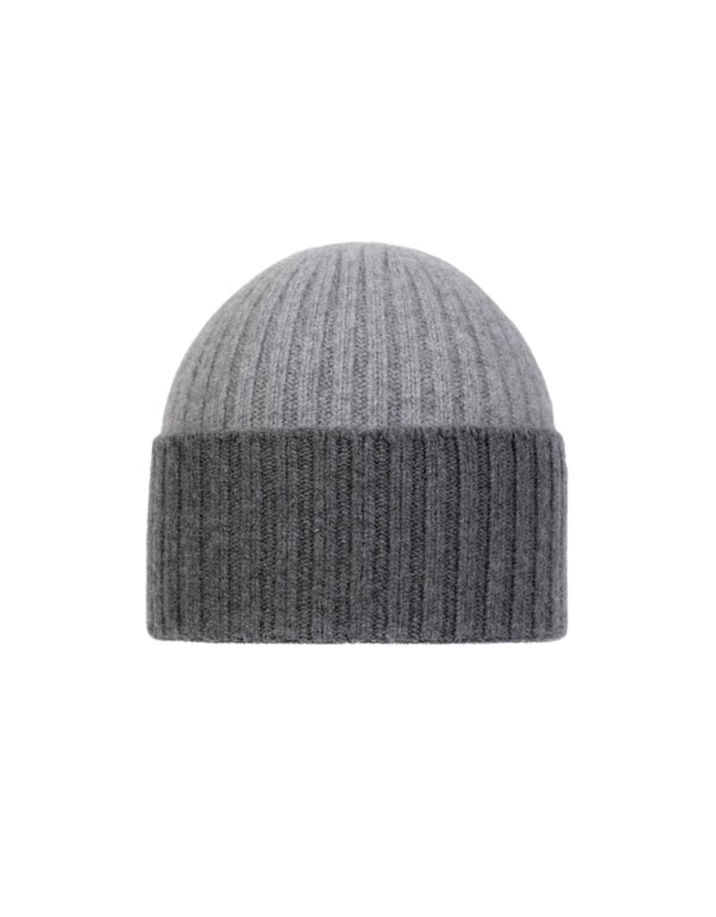 OST-LCG-13 Wool and Cashmere Bicolor Beanie Gris