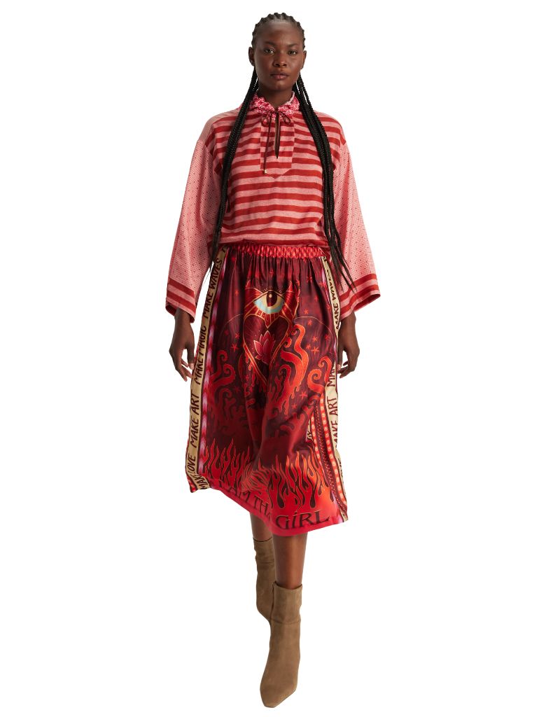 Vanessa Midi Skirt Red Aura