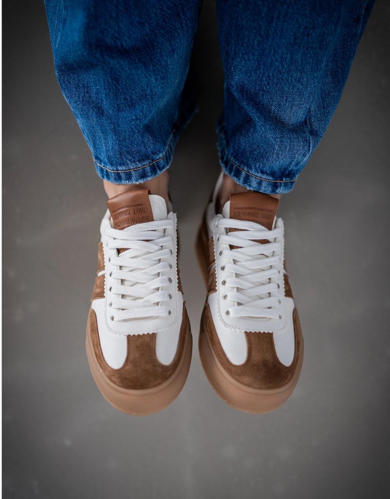 Leni Suede and Leather Sneaker Caramel/Butter/Cognac