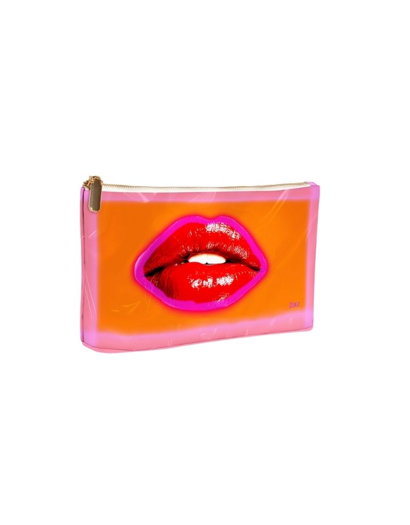 Tangerine Velvet Kiss Medium Makeup Bag Travel Case