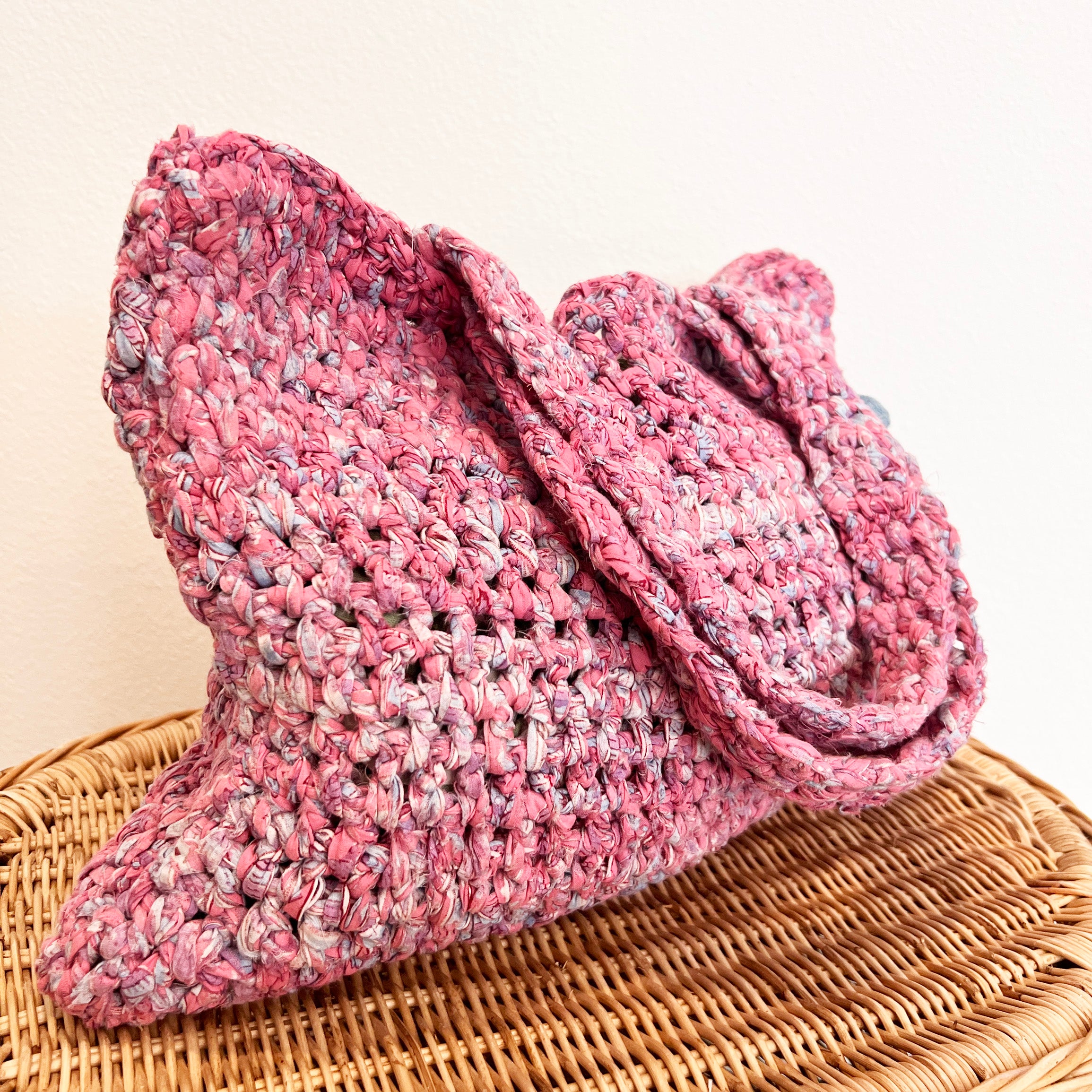 Crochet Bag Pink Purple Floral