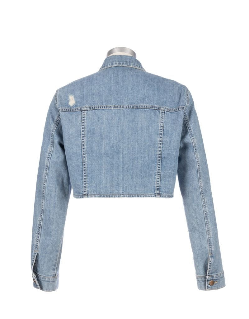 Eddie Crop Jacket Front Pocket Flaps light Savona Wash