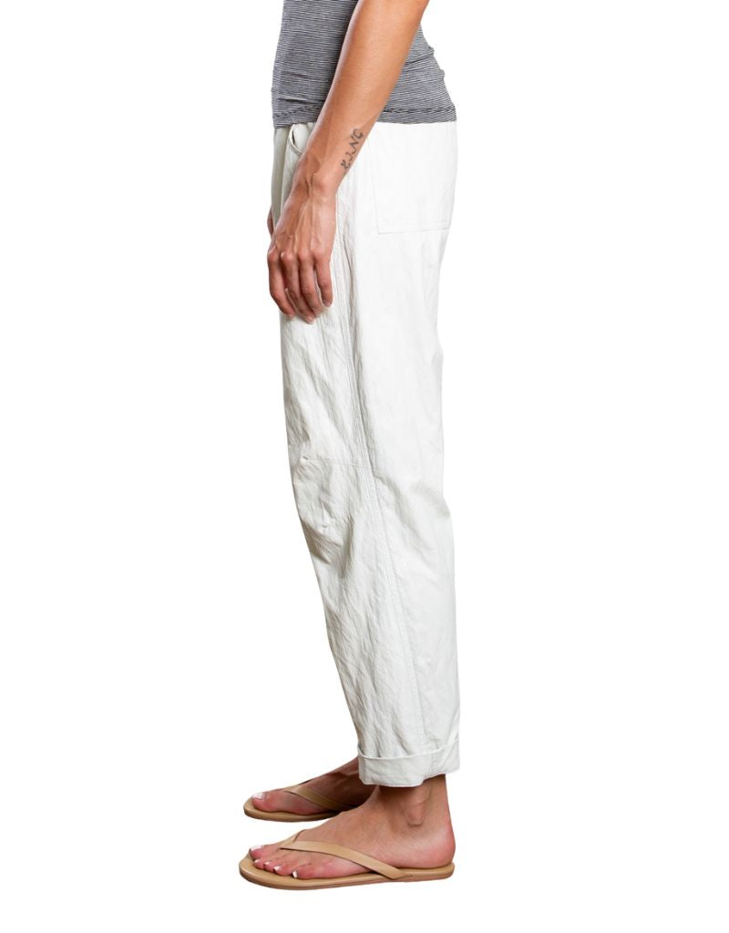 Claire Pant in Faux Leather Ivory