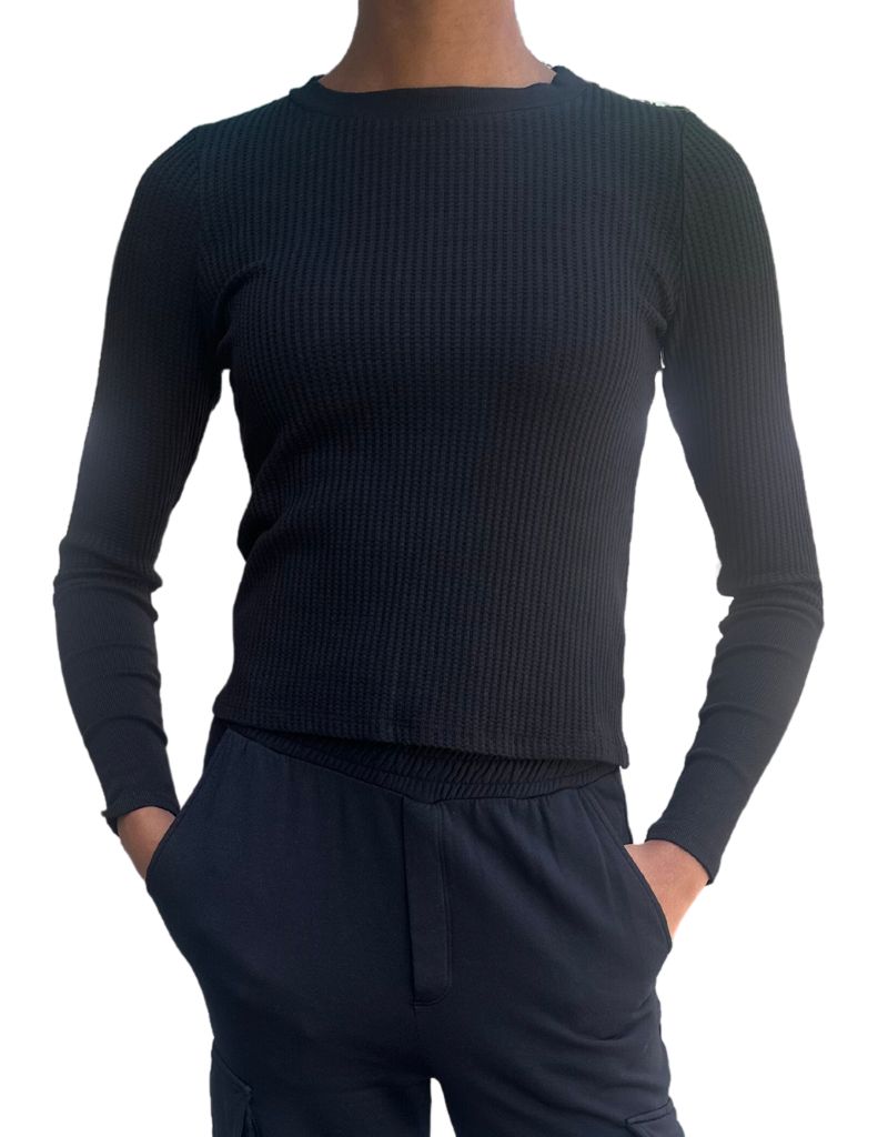 Luxe Thermal Long Sleeve Scoop Neck Black