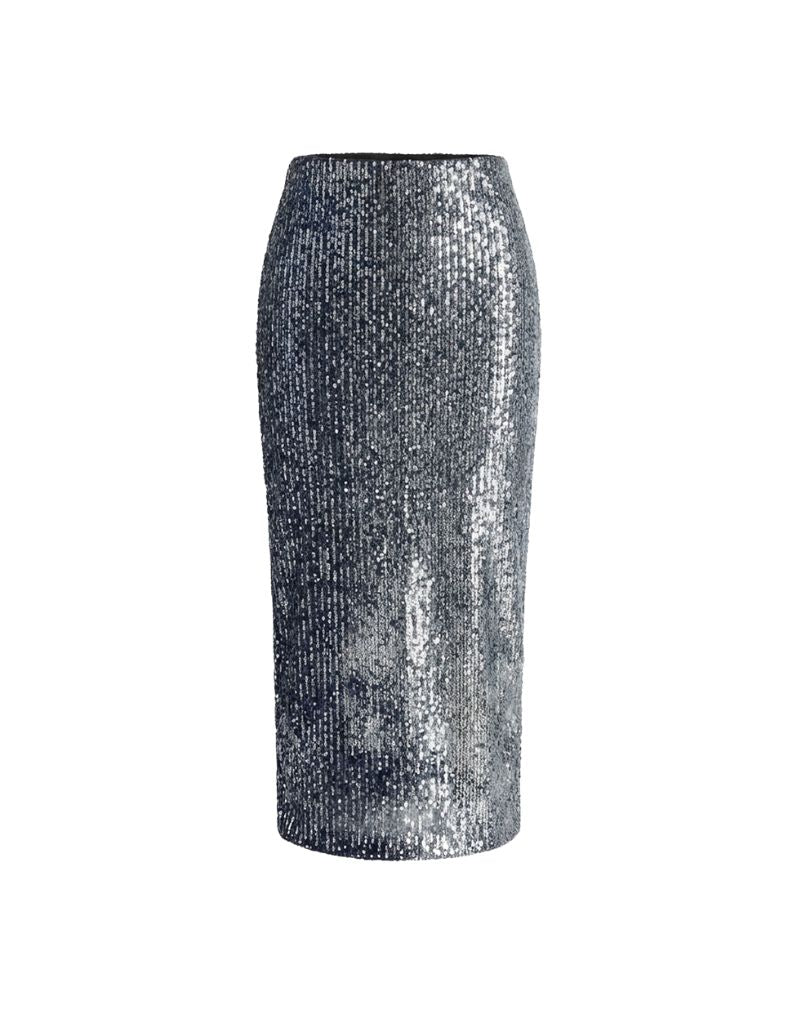 Shibori Shine Liza Skirt 70's Indigo Sequins