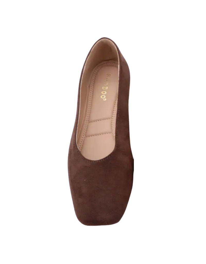 Global Slip-on Ballet Flats Brown Faux Suede