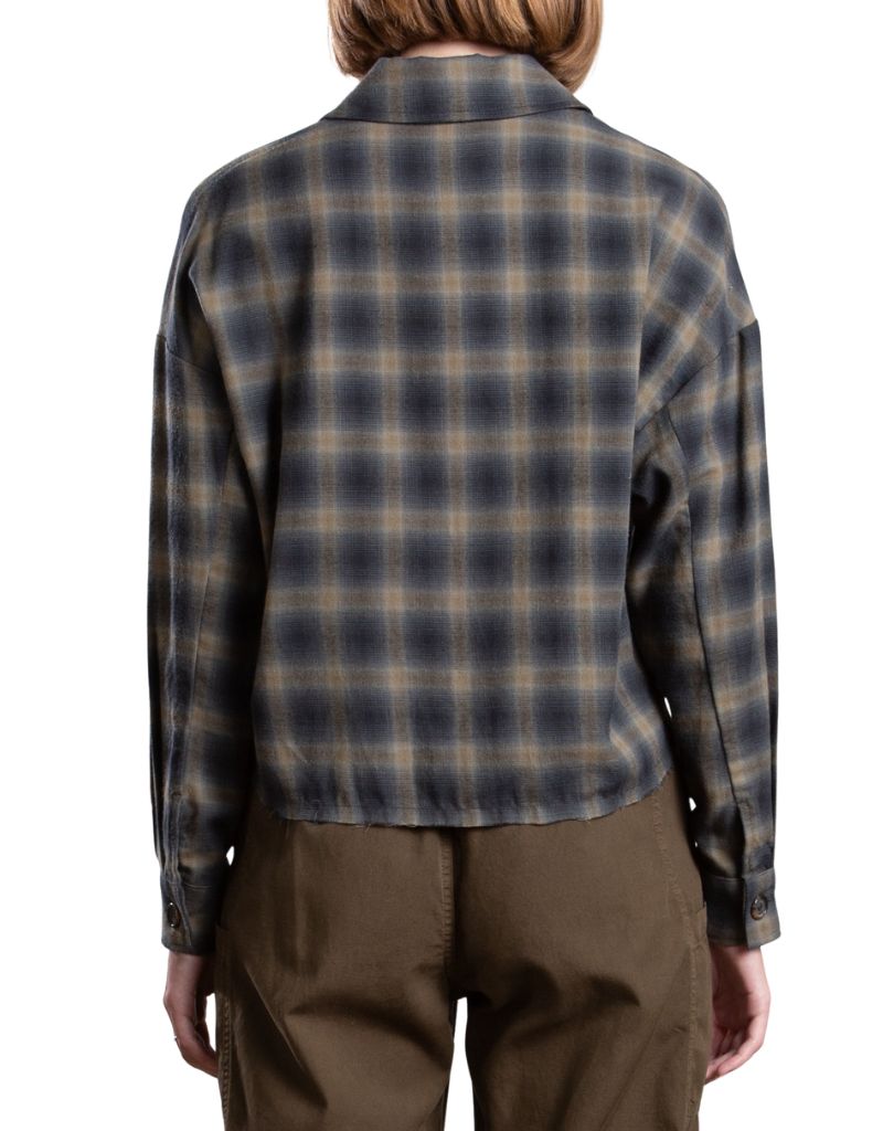 Esme Crop Shirt In Ombre Plaid Ink F26