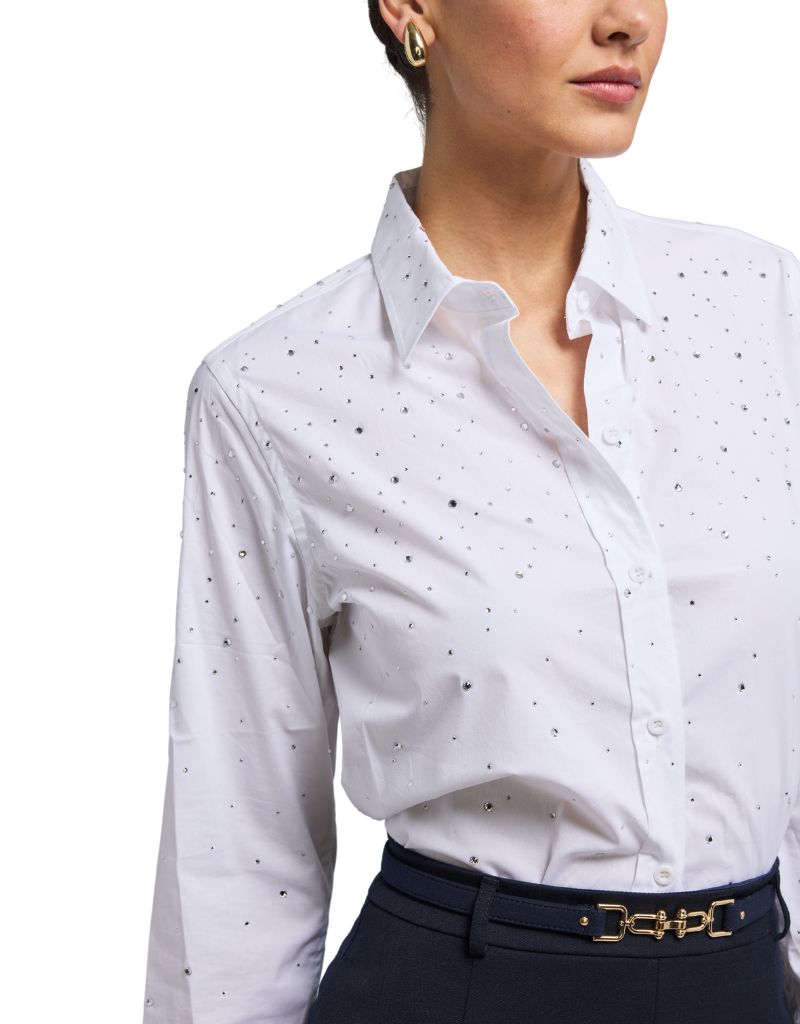 Marcello Crystal Poplin Shirt White Clear
