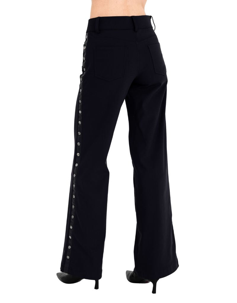 Campbell Tech Stretch Wide Leg Pants with Studs Black