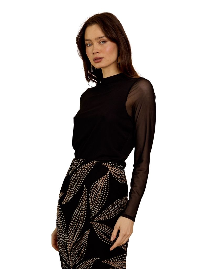 Marta Top in Black Powermesh