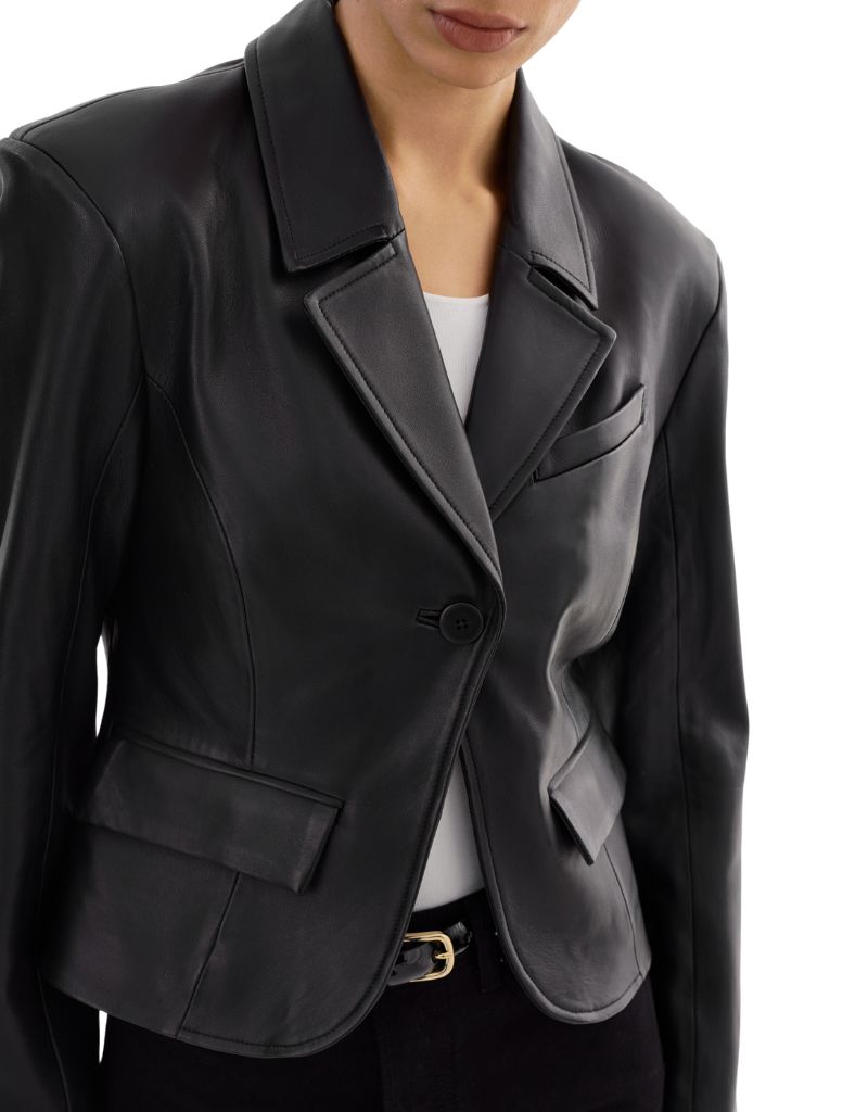 Valentina Black Leather Blazer