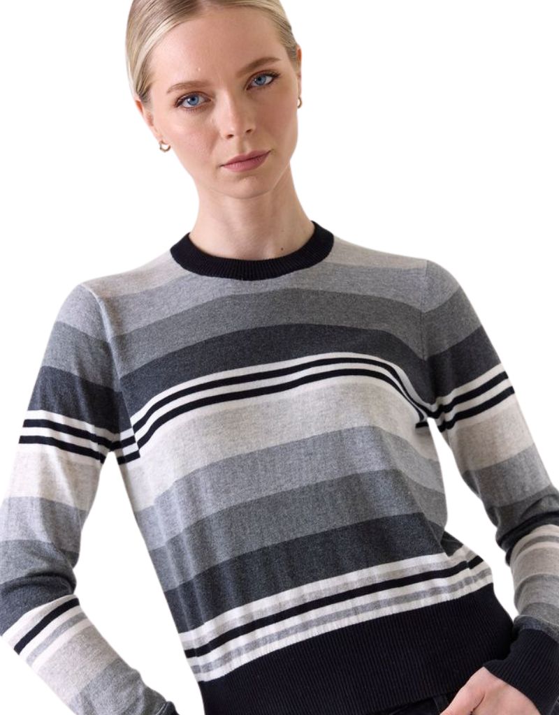 Wispr Ivy Striped Crew Black with Greys