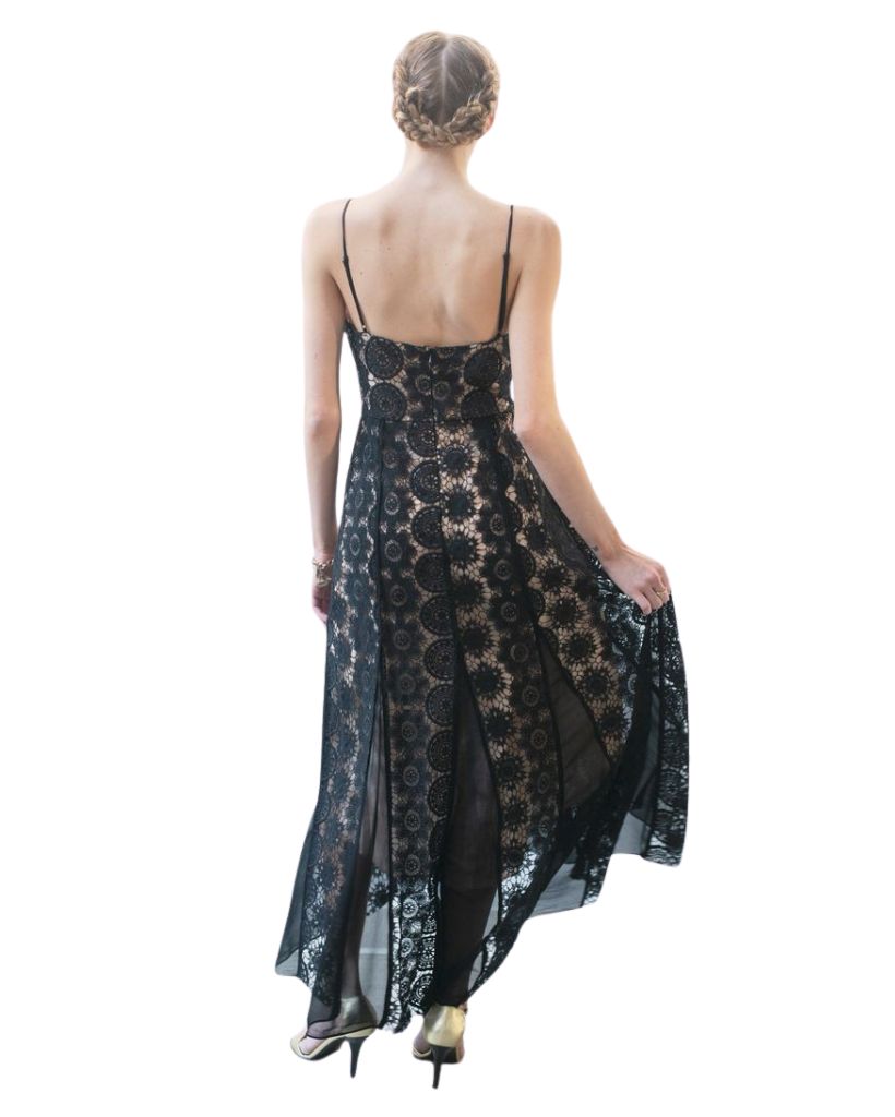 Godet Slip Dress Black