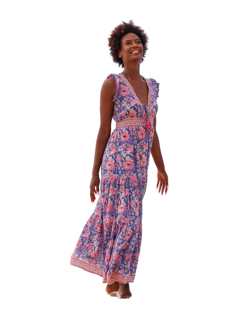 Farrah Maxi Dress Indigo Pink floral 6
