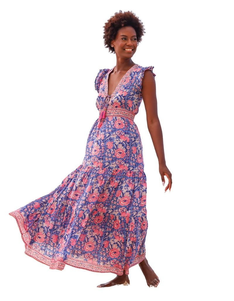 Farrah Maxi Dress Indigo Pink floral 6