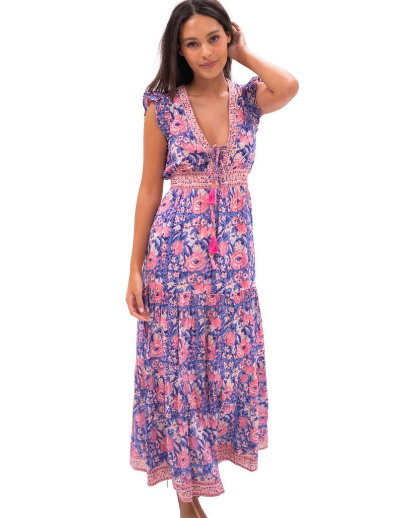 Farrah Maxi Dress Indigo Pink floral 6