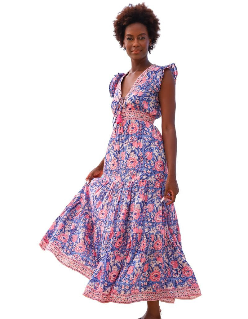 Farrah Maxi Dress Indigo Pink floral 6