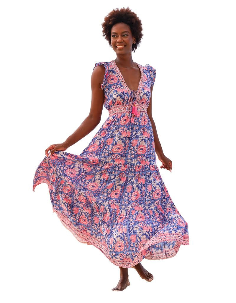Farrah Maxi Dress Indigo Pink floral 6