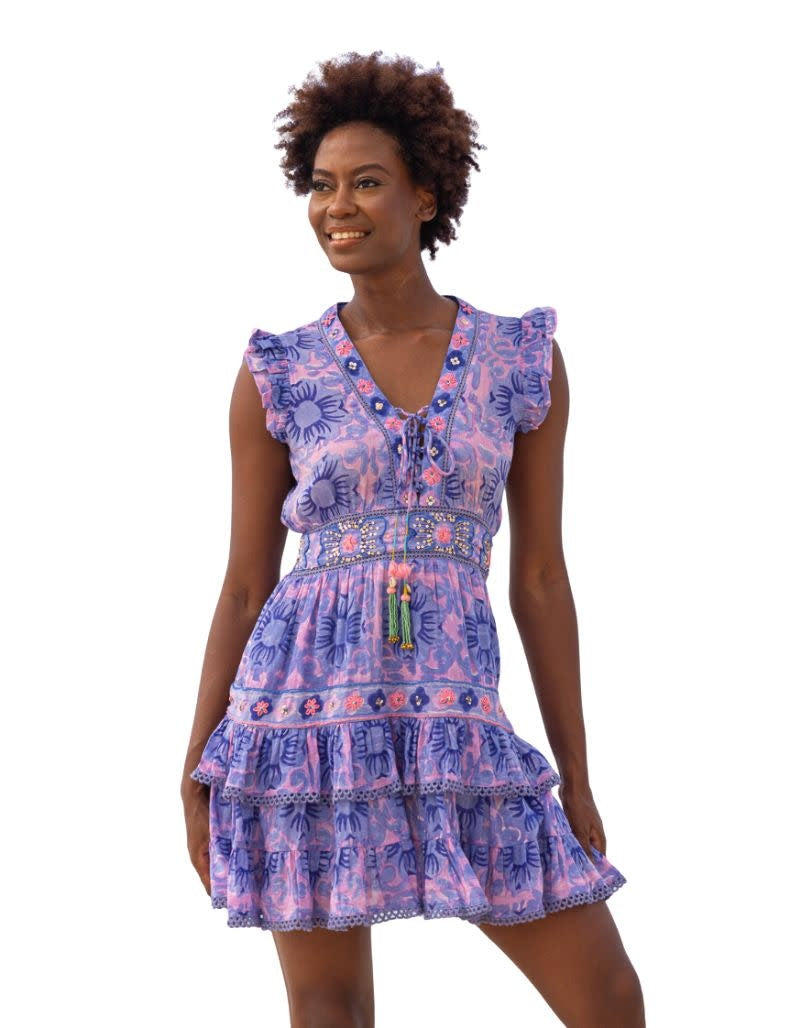Farrah Mini Embroidered Purple Violet Print 5
