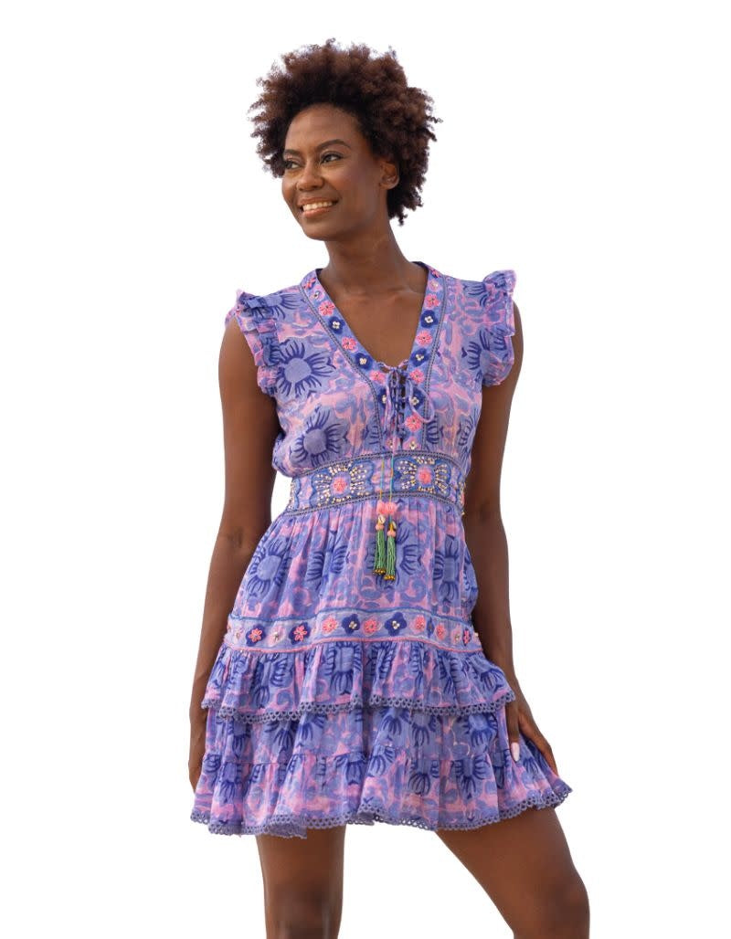 Farrah Mini Embroidered Purple Violet Print 5