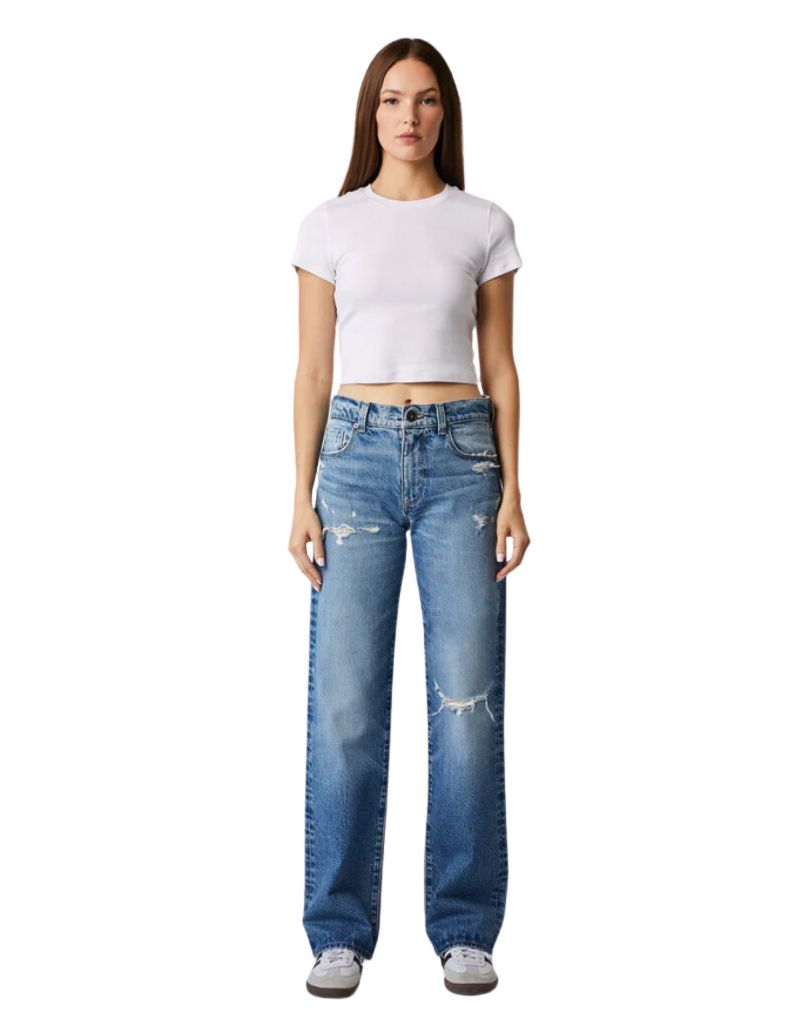 Vincent High Rise Long Wide Leg Jeans Medium Maggio Wash