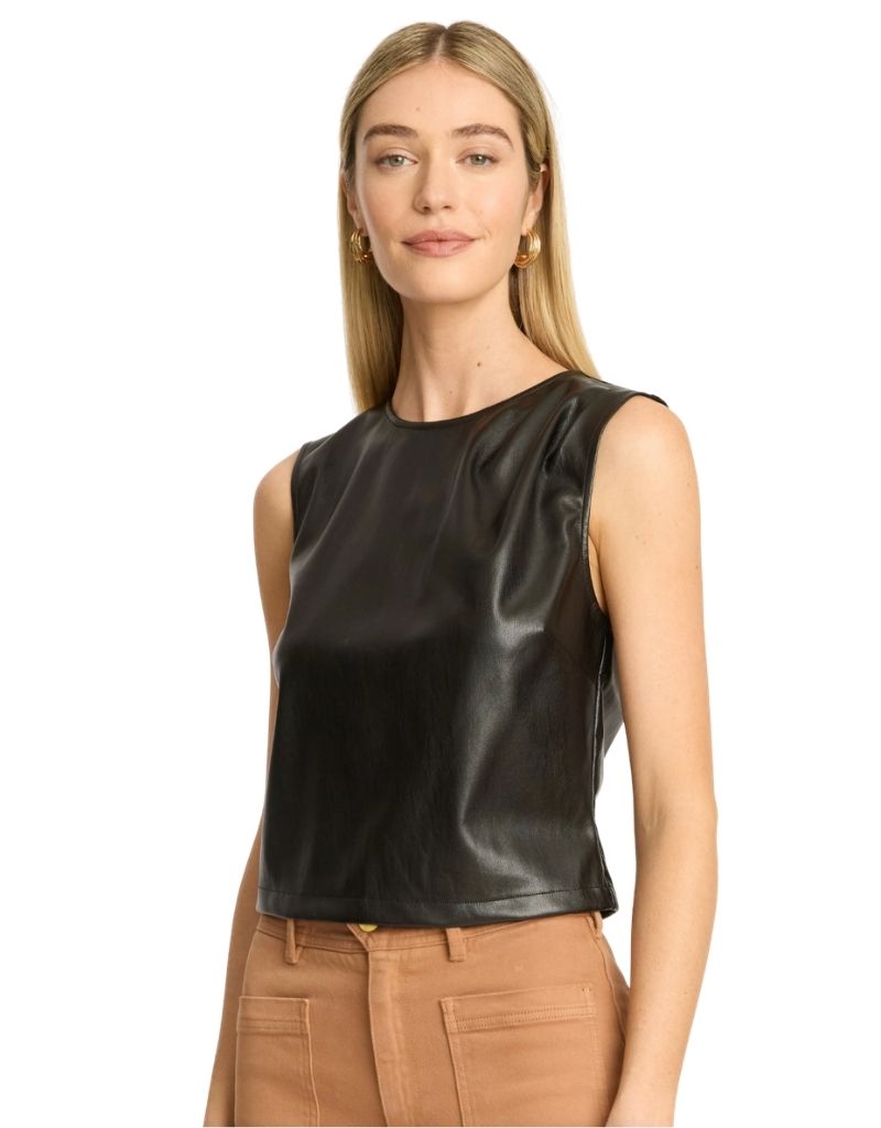 Jag Top in Black Vegan Leather